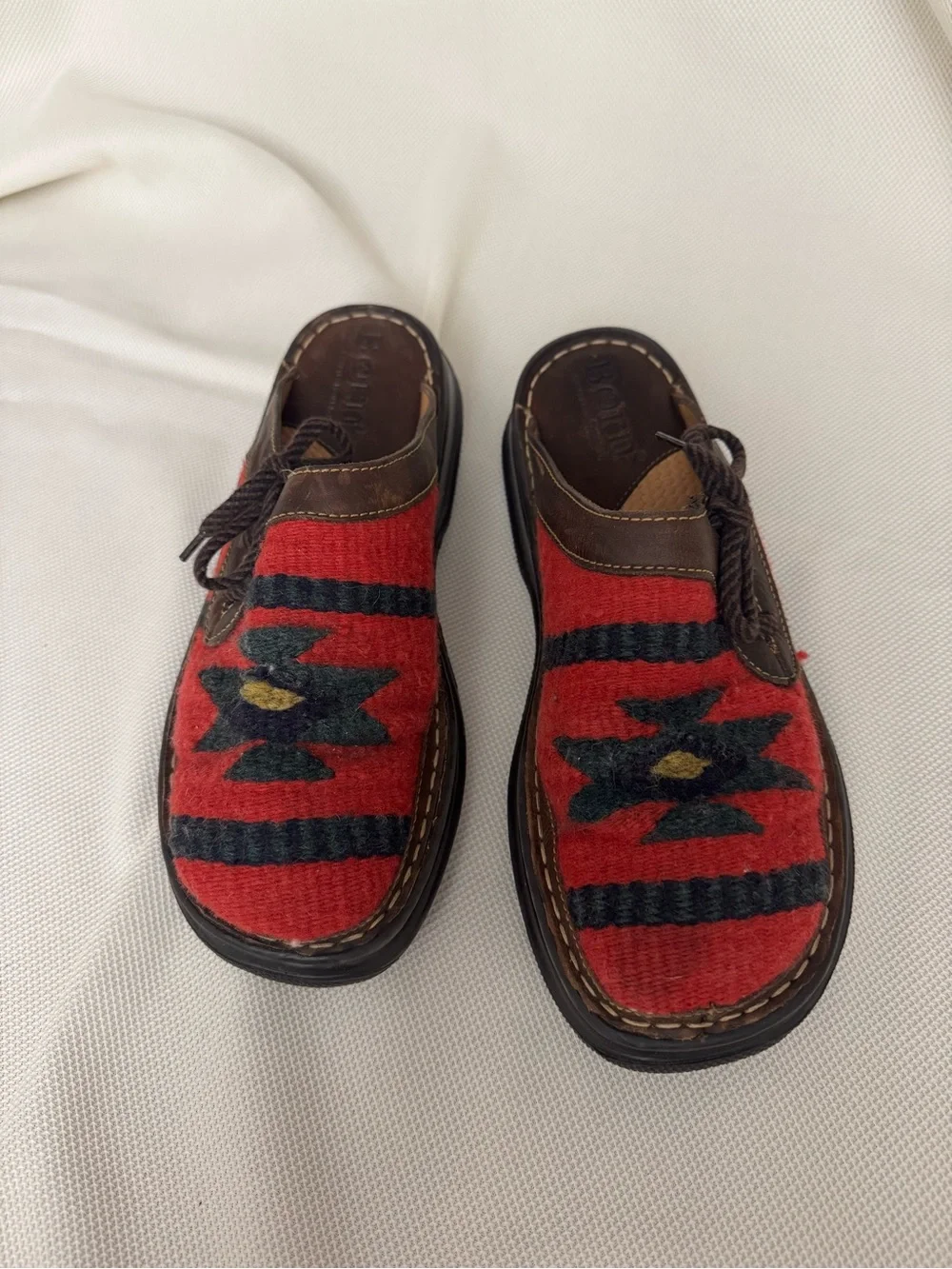 Børn Handcrafted Southwestern Wool Aztec Print Leather Clogs Mules Size -US 13